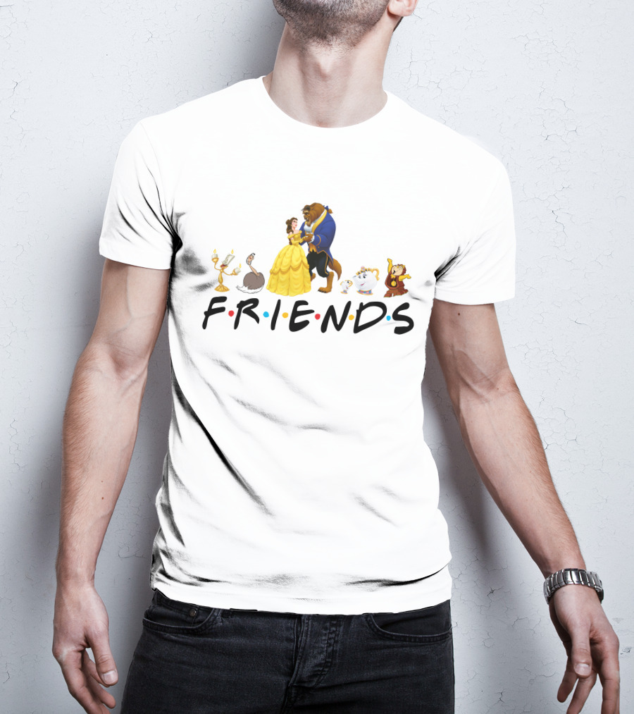 Beauty And The Beast Cast With Friends Logo Style T-Shirt