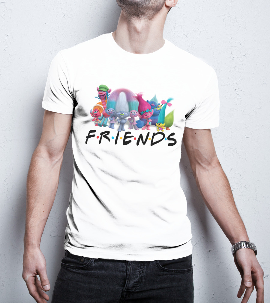 Trolls Cast With Friends Tv Show Font Style T-Shirt