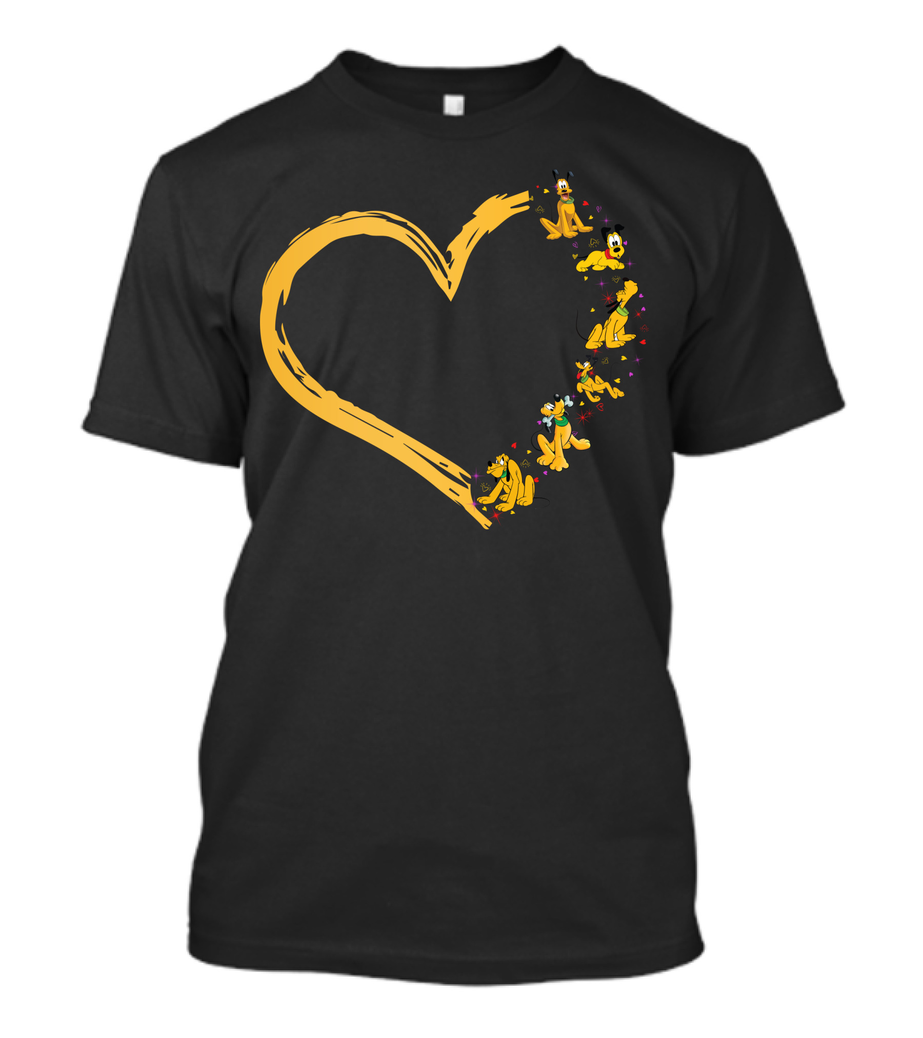 Pluto Heart Outline With Colorful Rover Illustrations T-Shirt