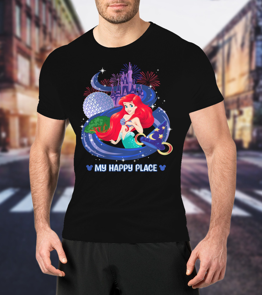 My Happy Place Ariel Epcot Magic Kingdom Fireworks Disney T-Shirt
