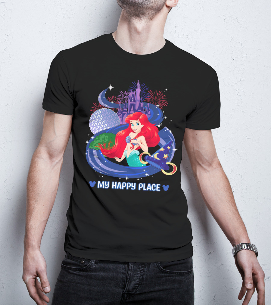 My Happy Place Ariel Epcot Magic Kingdom Fireworks Disney T-Shirt