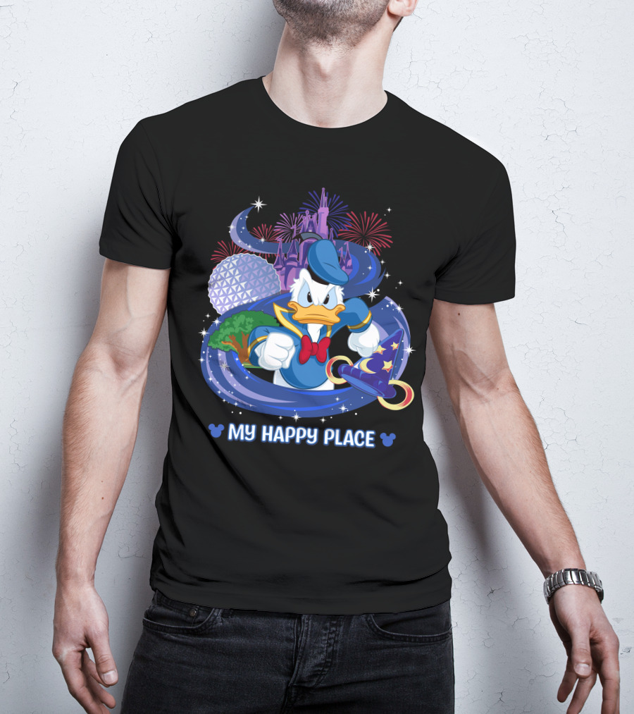 My Happy Place Donald Duck Disney Magic And Fireworks T-Shirt