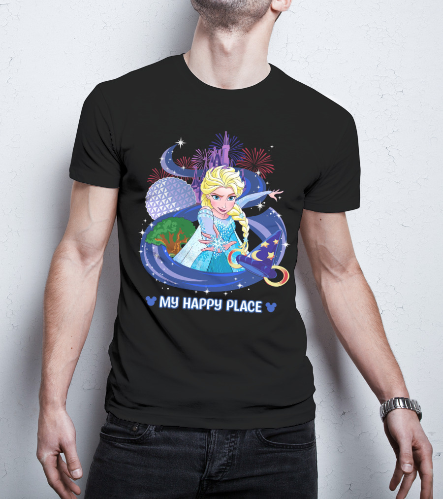 Elsa My Happy Place Fireworks And Magic Castle T-Shirt