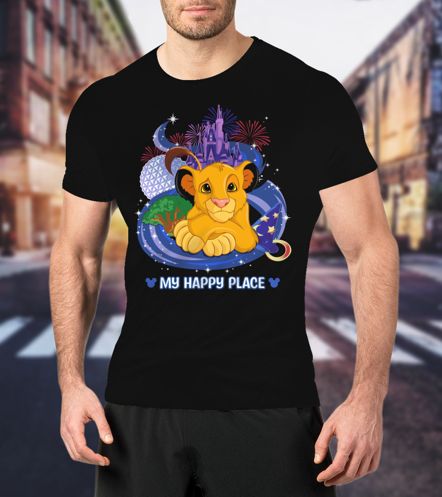 My Happy Place Simba Disney Castle Fireworks Night Magic T-Shirt