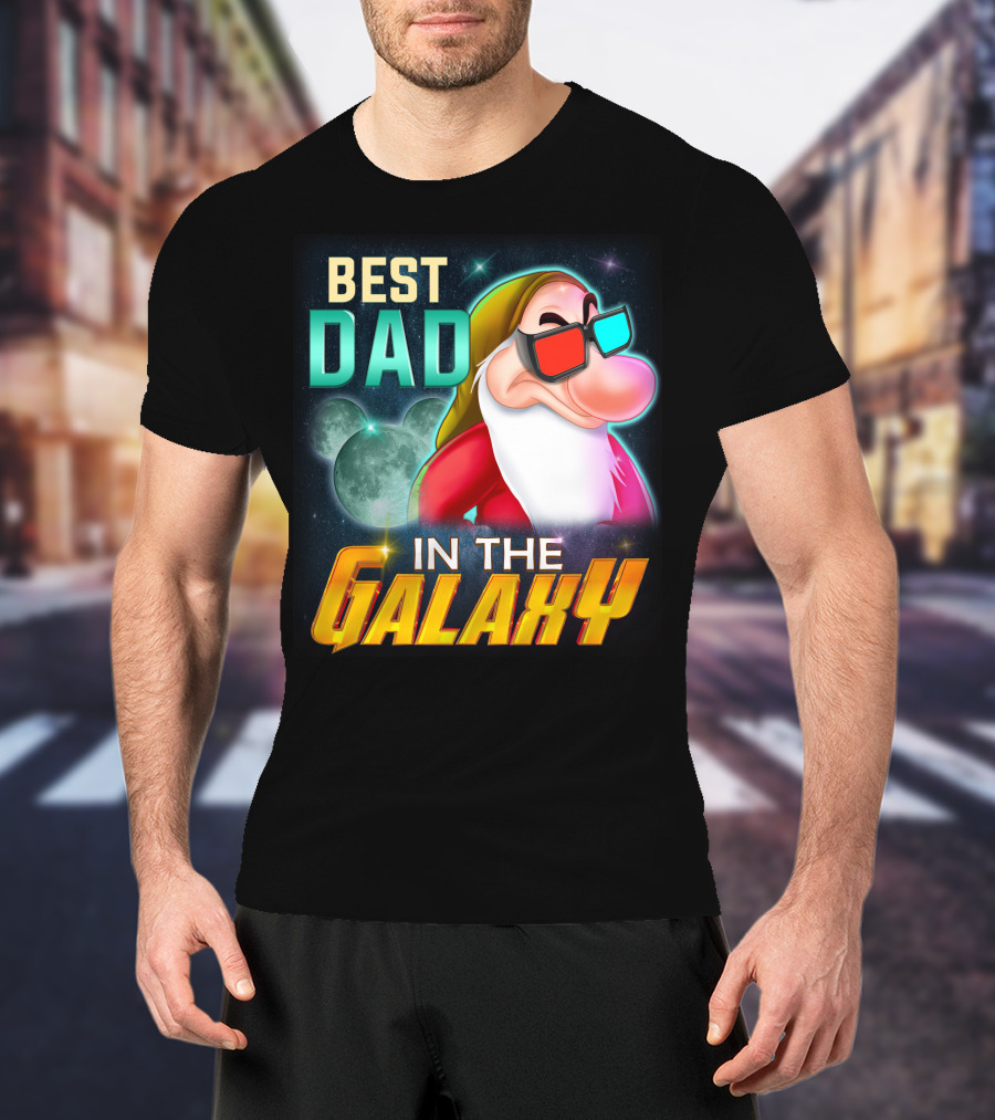 Best Dad In The Galaxy Grumpy 3D Glasses Moon T-Shirt