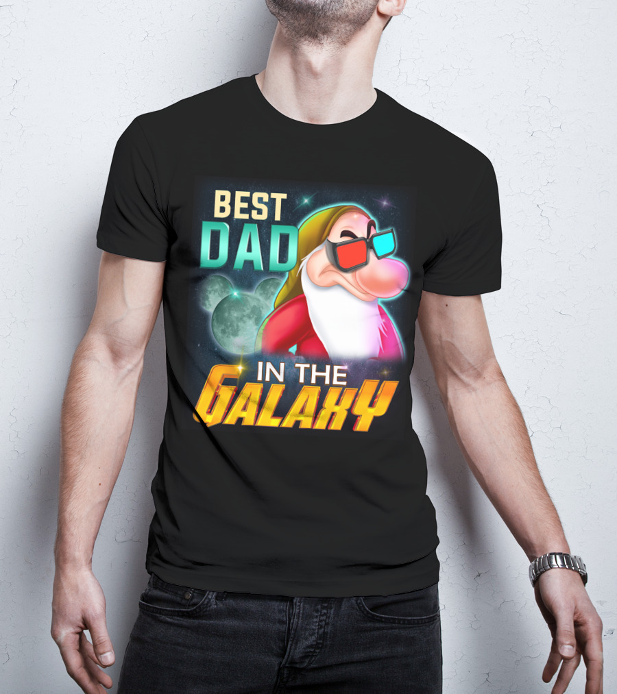 Best Dad In The Galaxy Grumpy 3D Glasses Moon T-Shirt