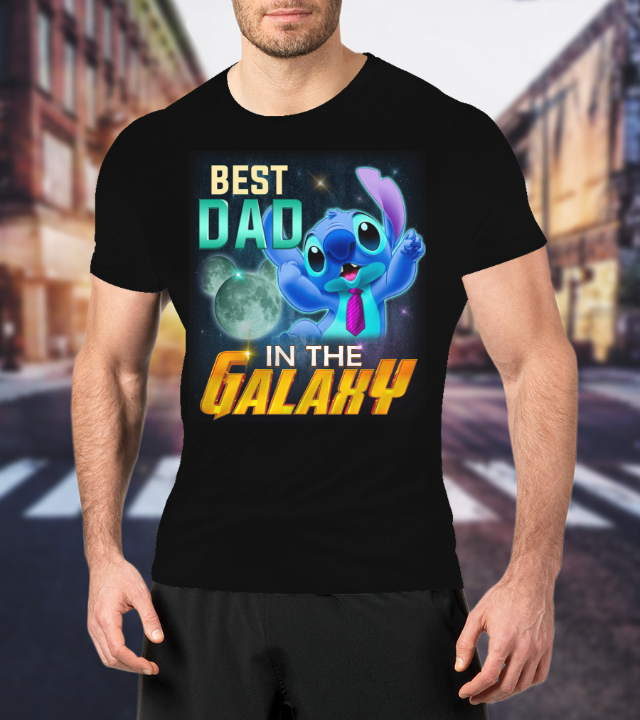 Best Dad IN The Galaxy Stitch T-Shirt
