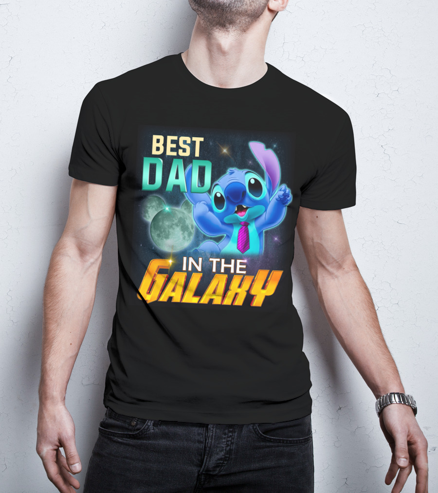 Best Dad IN The Galaxy Stitch T-Shirt