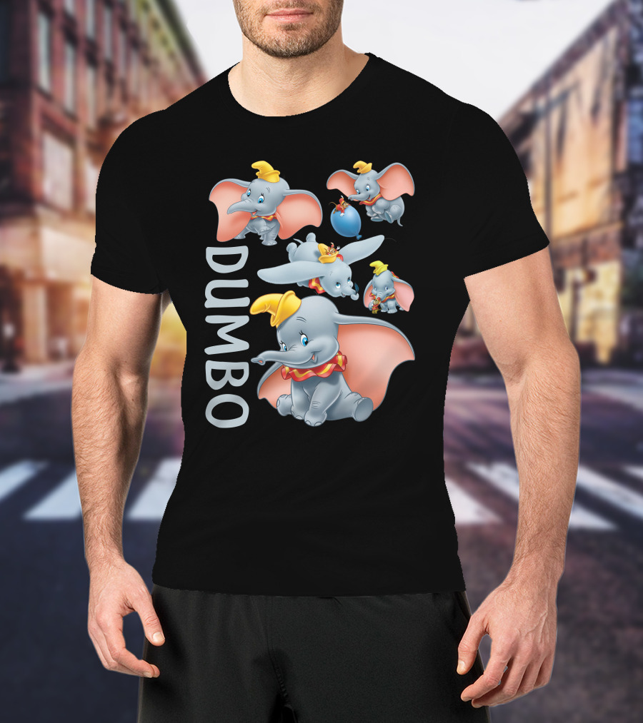 Dumbo Cute Flying Elephant With Yellow Hat And Pink Ears T-Shirt