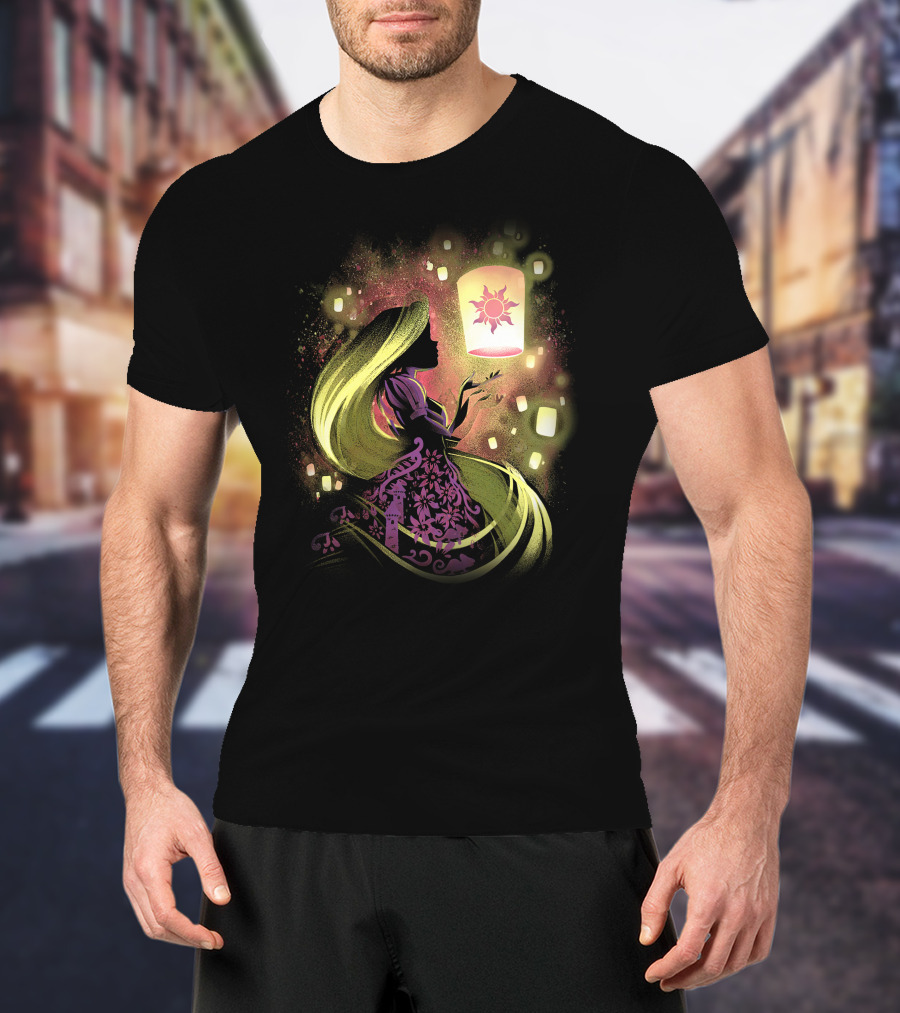 Rapunzel Lanterns And Golden Hair With Sun T-Shirt