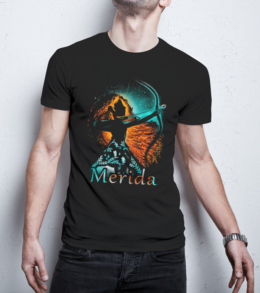 Merida Archer Silhouette With Bow And Fiery Hair T-Shirt