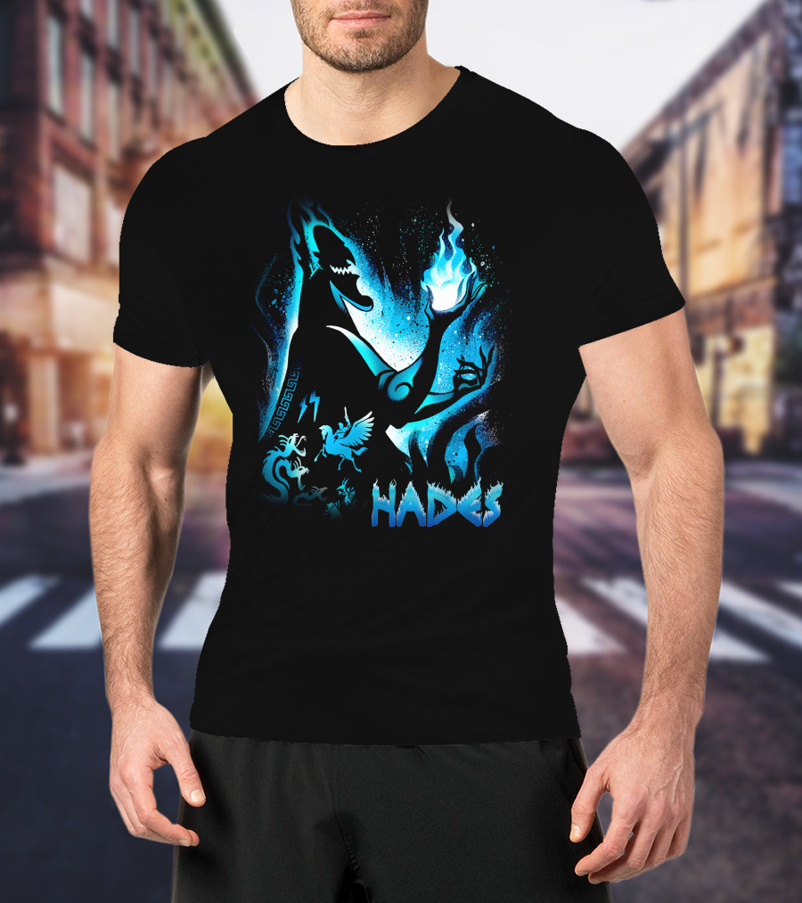 Hades Flaming Skull Creature Mythology Pegasus Lightning T-Shirt