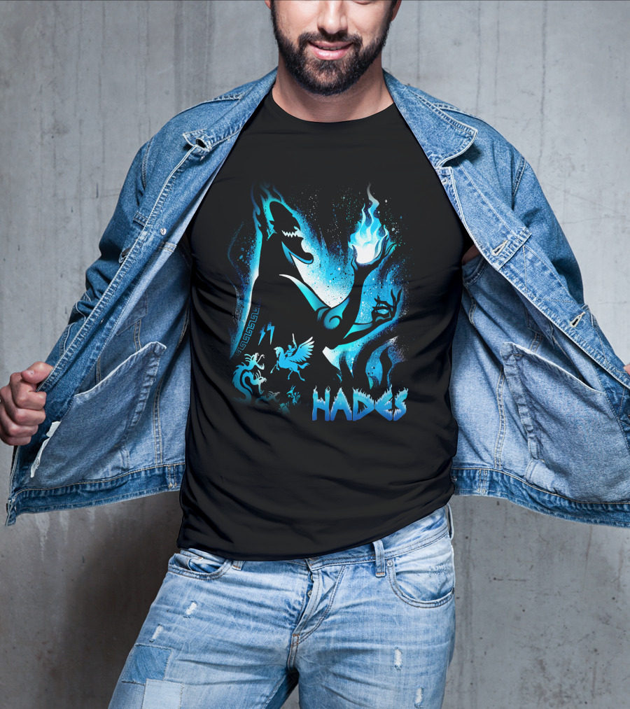Hades Flaming Skull Creature Mythology Pegasus Lightning T-Shirt