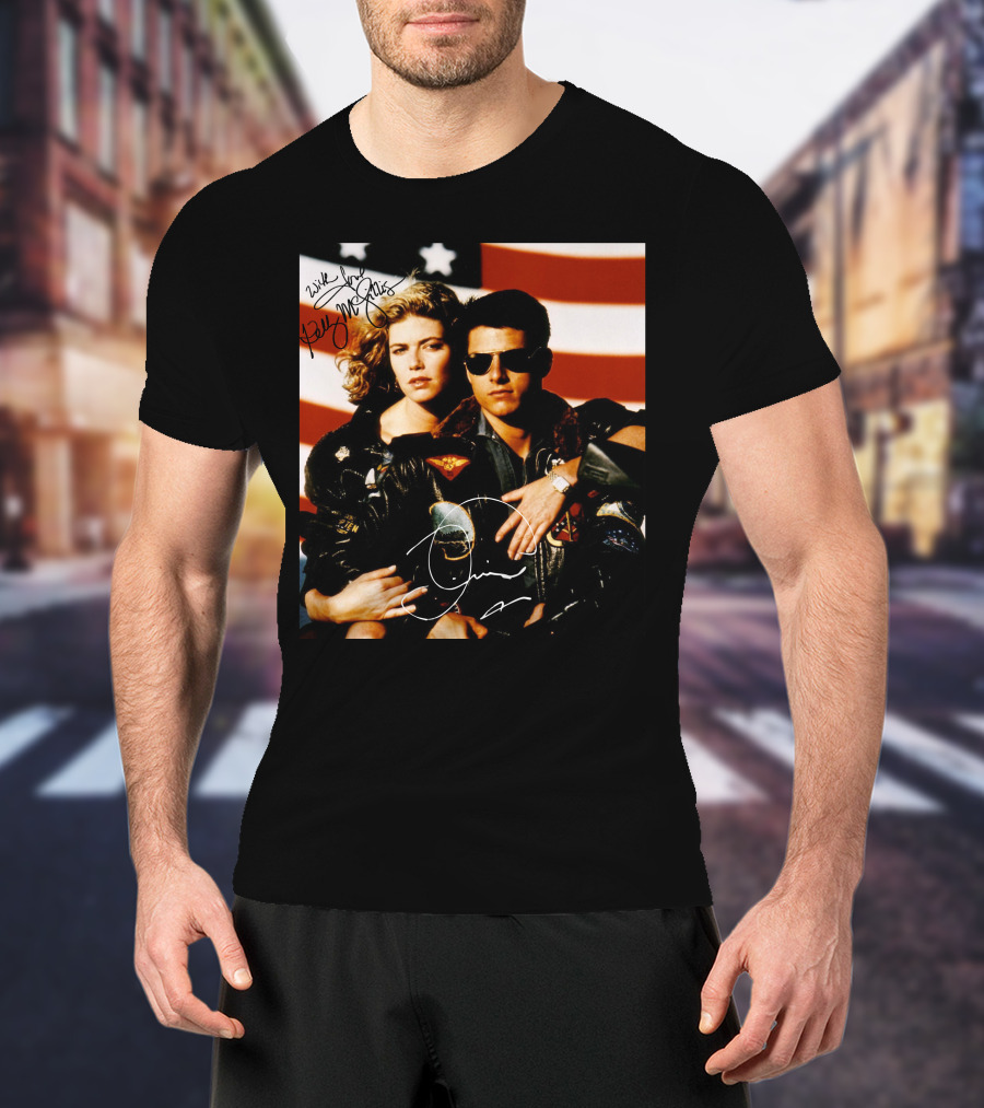 Top Gun 2 Autographed Cast American Flag T-Shirt