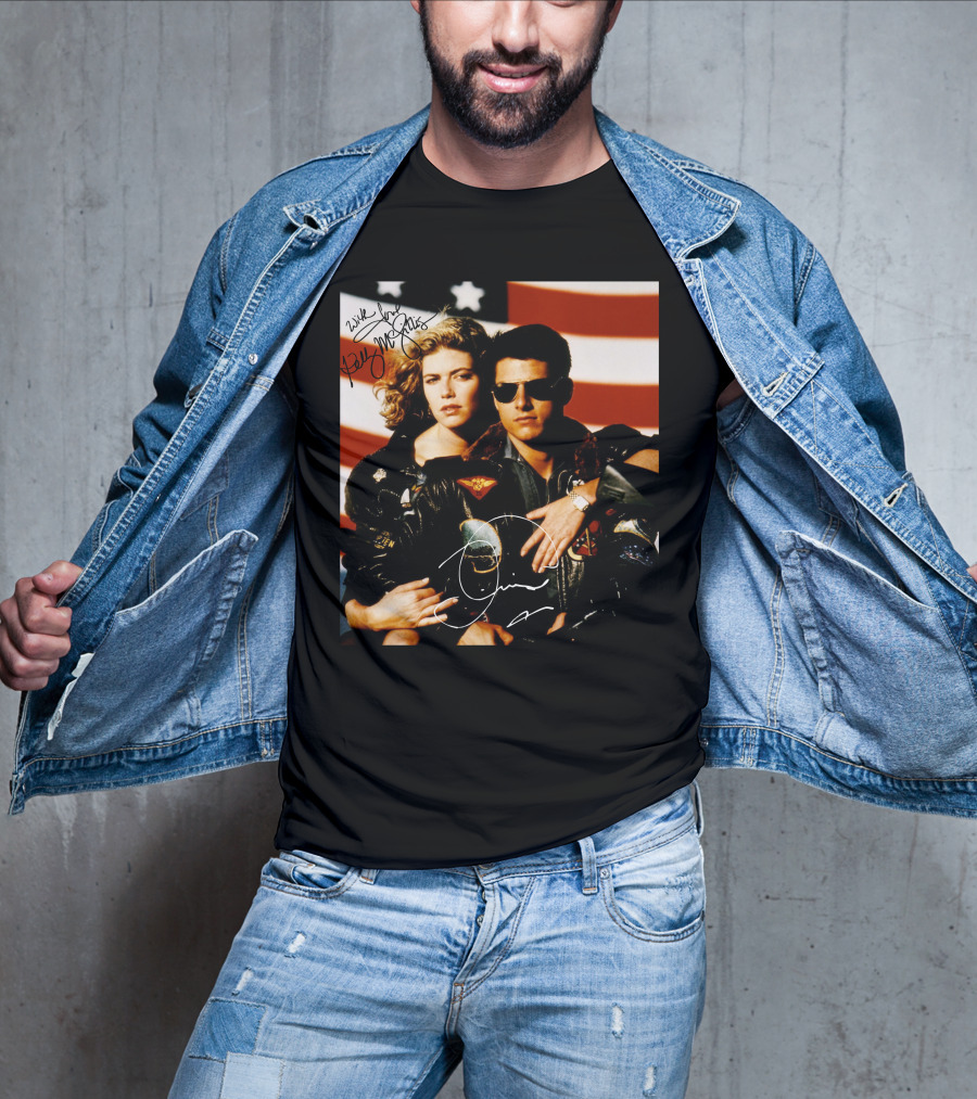 Top Gun 2 Autographed Cast American Flag T-Shirt