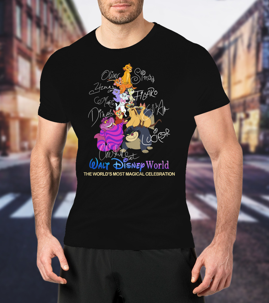 Oliver Simba Marie Figaro Cheshire Cat Disney World Magical Celebration T-Shirt