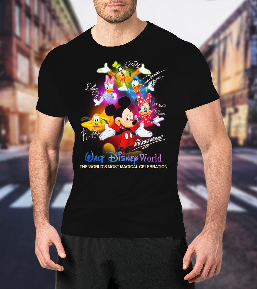 Walt Disney World Mickey Mouse Minnie Mouse Donald Duck Daisy Duck Goofy Pluto The World's Most Magical Celebration T-Shirt