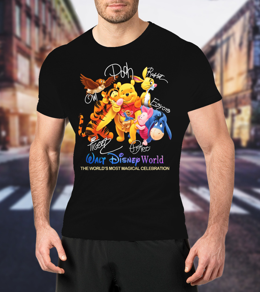Walt Disney World Pooh Tigger Piglet Eeyore Rabbit Owl The World's Most Magical Celebration T-Shirt