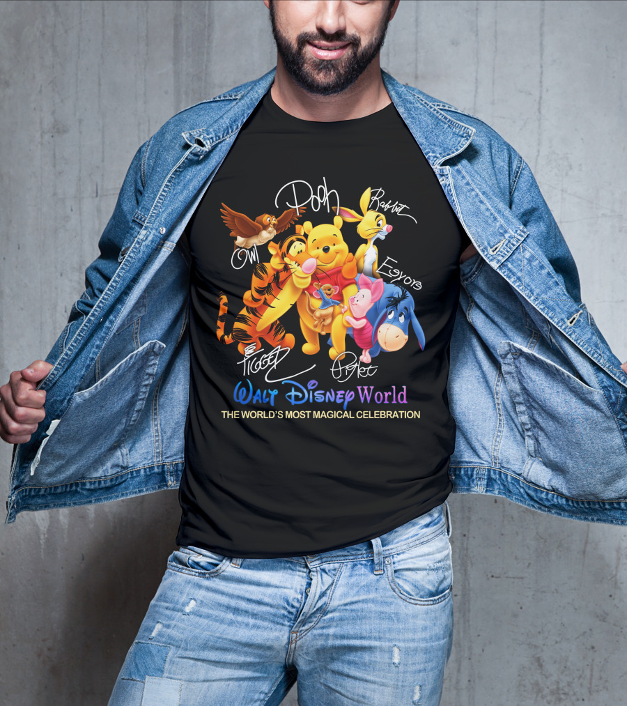 Walt Disney World Pooh Tigger Piglet Eeyore Rabbit Owl The World's Most Magical Celebration T-Shirt
