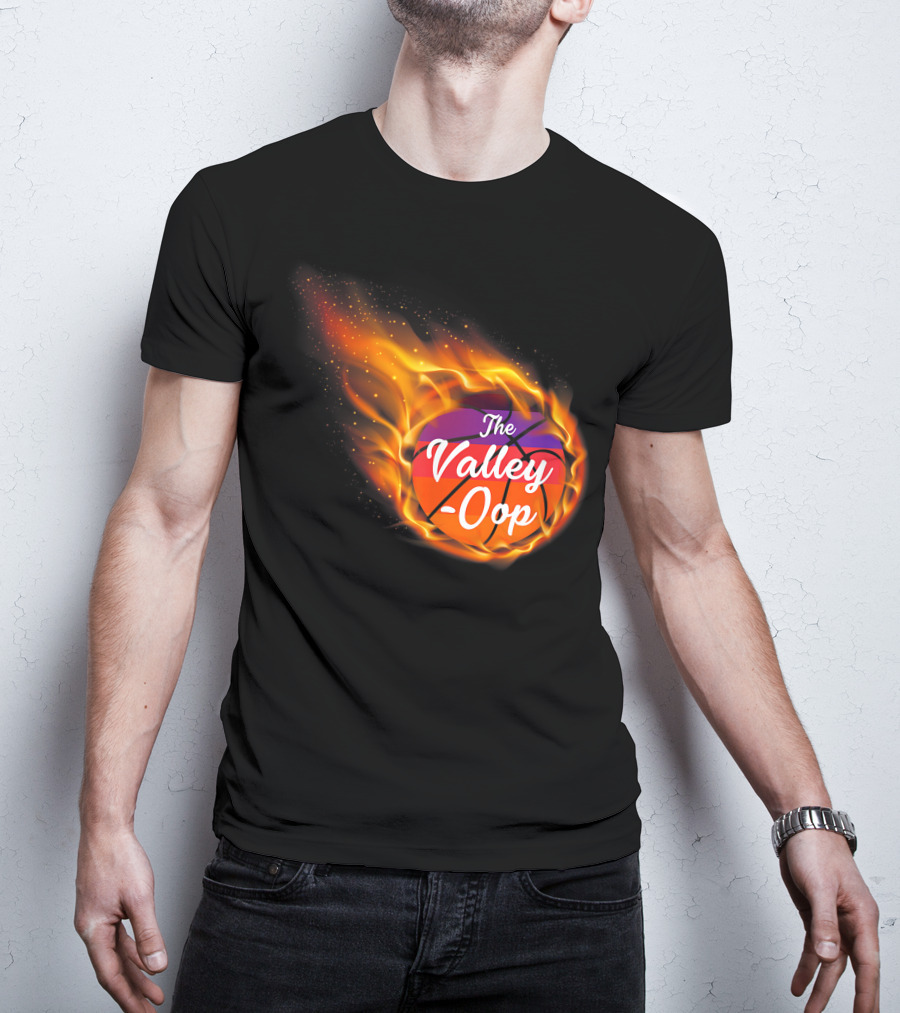 Phx The Valley-Oop Basketball Flame Style T-Shirt
