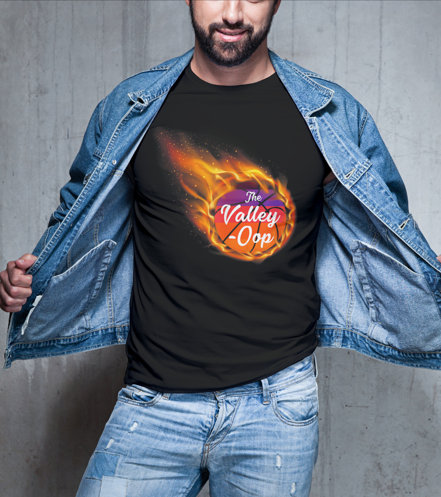 Phx The Valley-Oop Basketball Flame Style T-Shirt