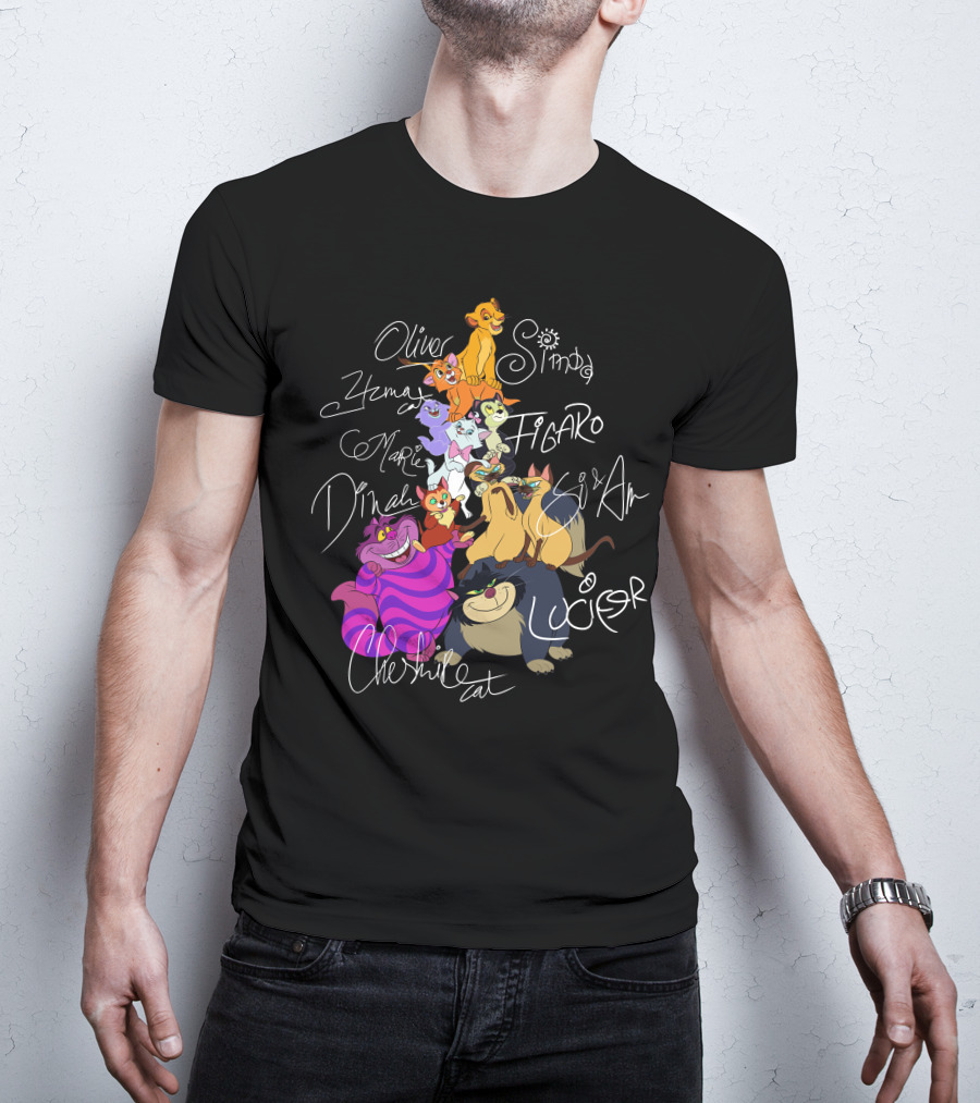 Oliver Simba Marie Figaro Cheshire Cat Yzma Dinah Lucifer Si And Am T-Shirt