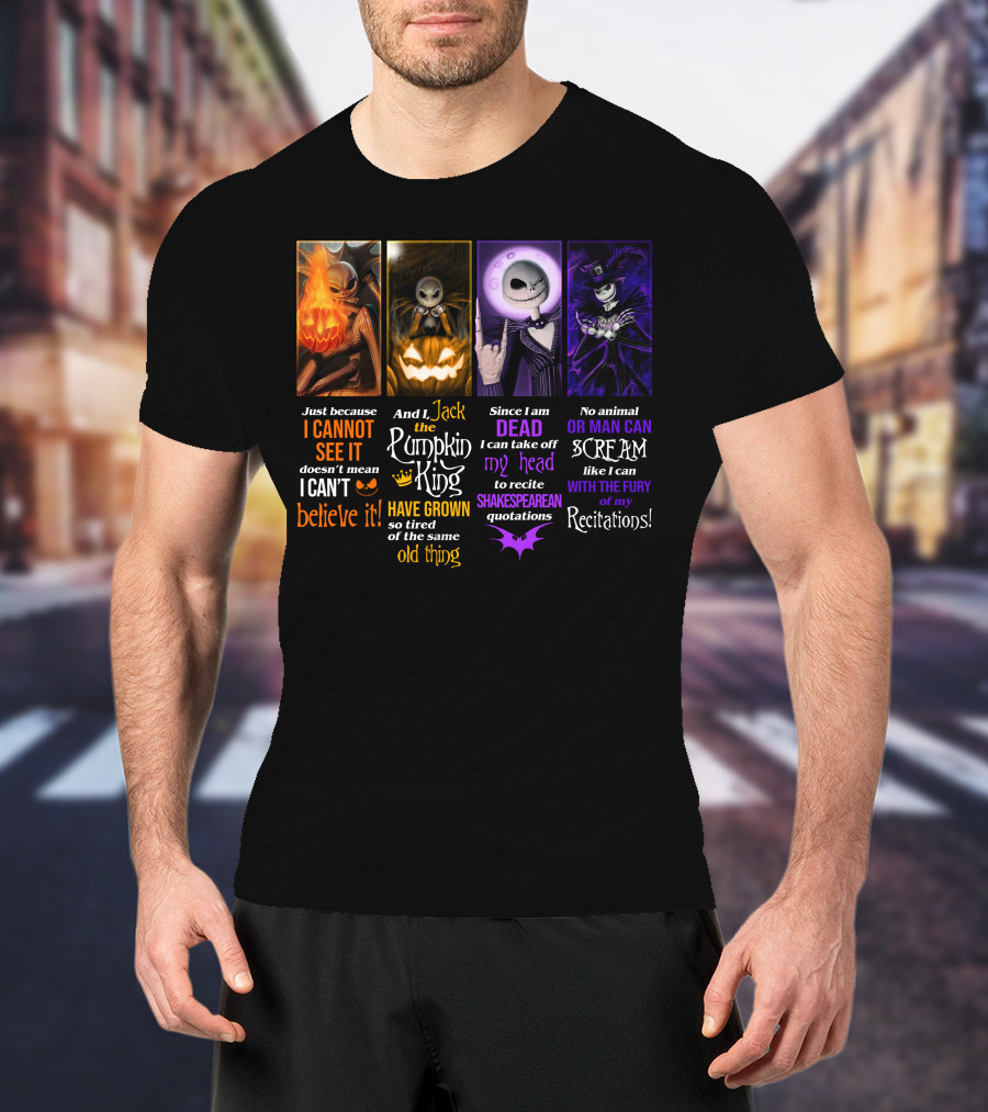 Jack Skellington The Pumpkin King Reciting Shakespearean Quotations T-Shirt