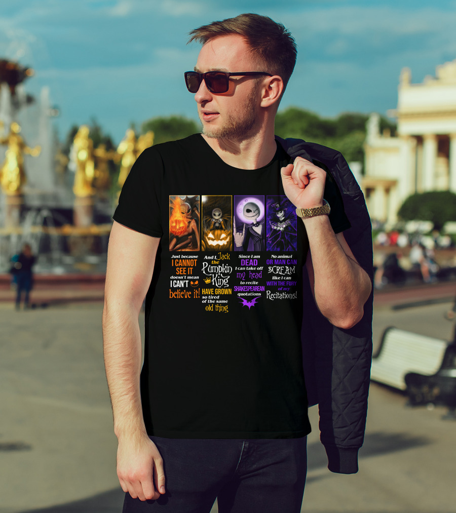 Jack Skellington The Pumpkin King Reciting Shakespearean Quotations T-Shirt