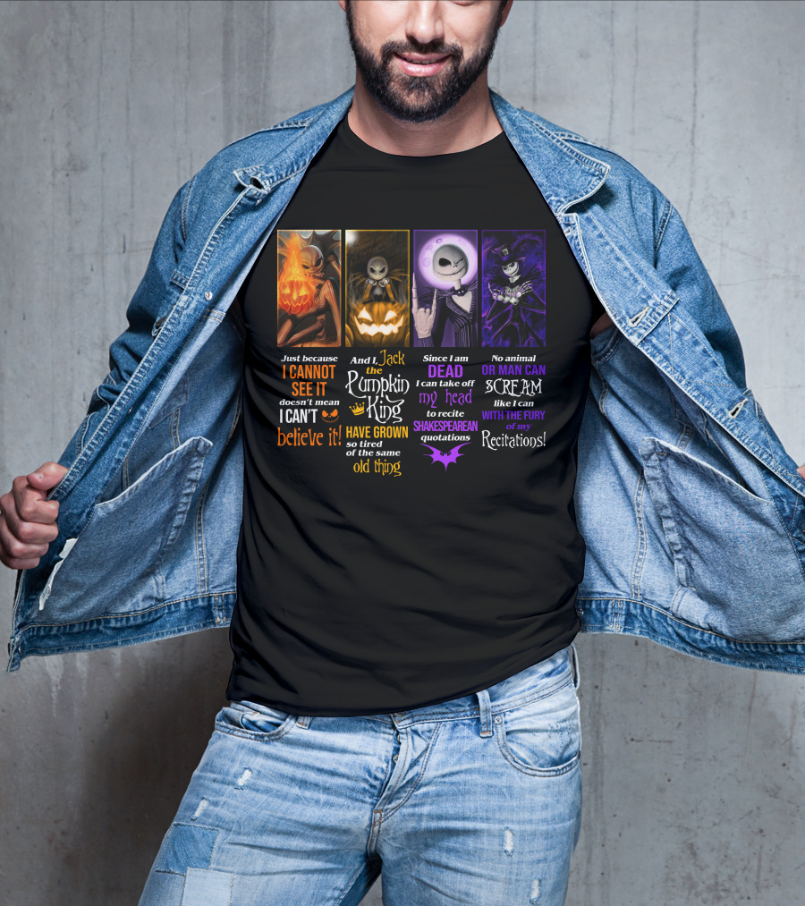 Jack Skellington The Pumpkin King Reciting Shakespearean Quotations T-Shirt