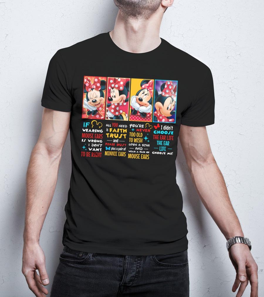Minnie Mouse Ears Faith Trust Pixie Dust Star Wish Choose Life T-Shirt