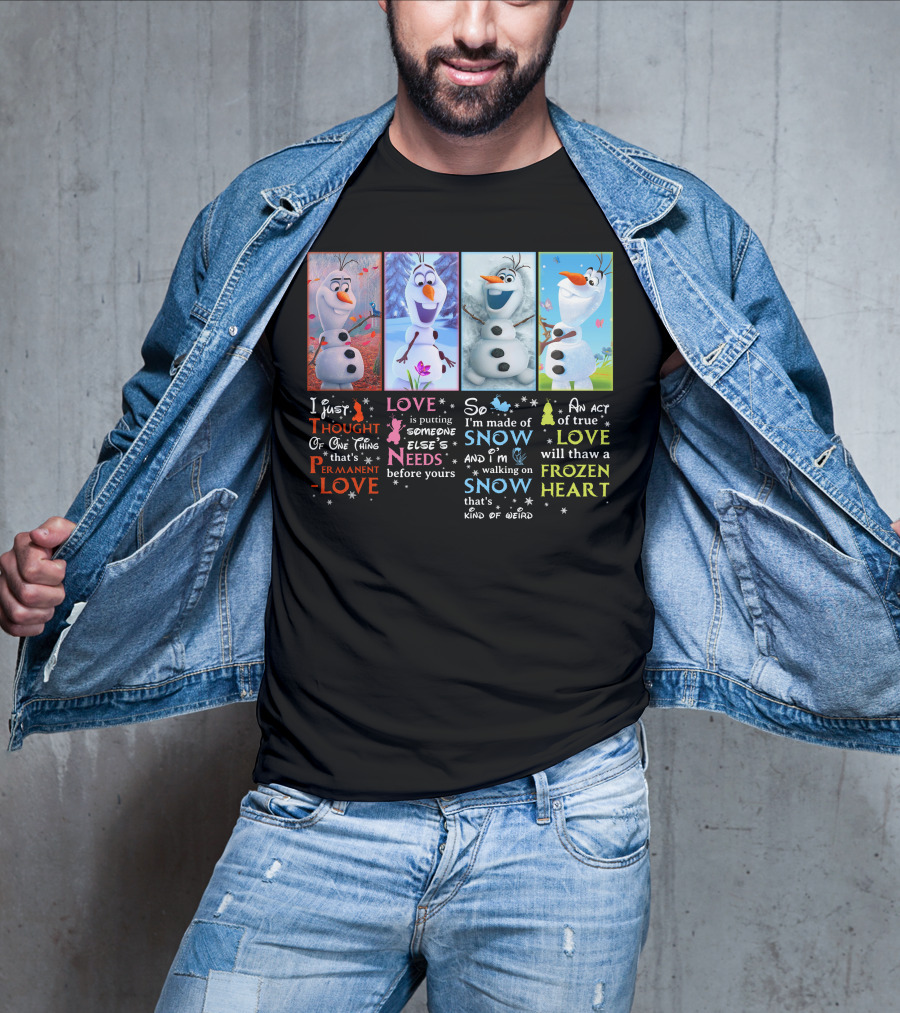 Olaf Permanent Love Frozen Heart Snow T-Shirt