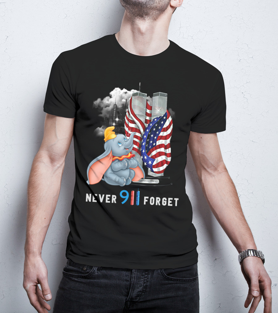 Dumbo Never 911 Forget Twin Towers American Flag Tribute T-Shirt