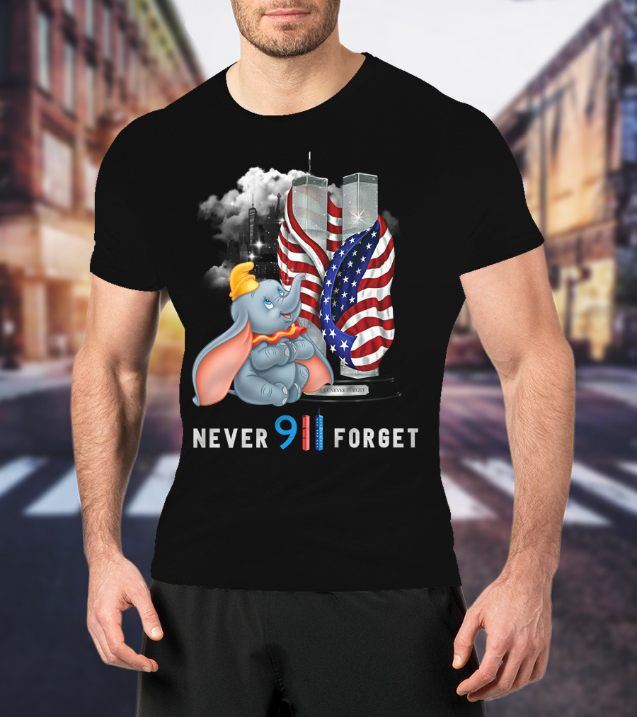 Never Forget Dumbo 9/11 Twin Towers Memorial T-Shirt