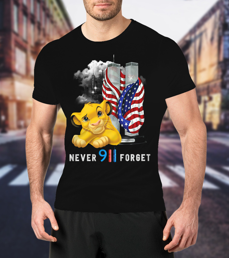 Simba-D Never 911 Forget Twin Towers American Flag T-Shirt