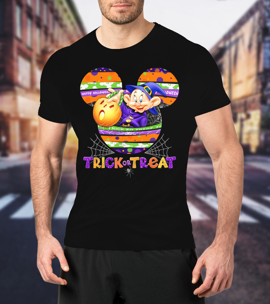 Happy Halloween Mickey Ears Trick Or Treat Dopey Pumpkin T-Shirt