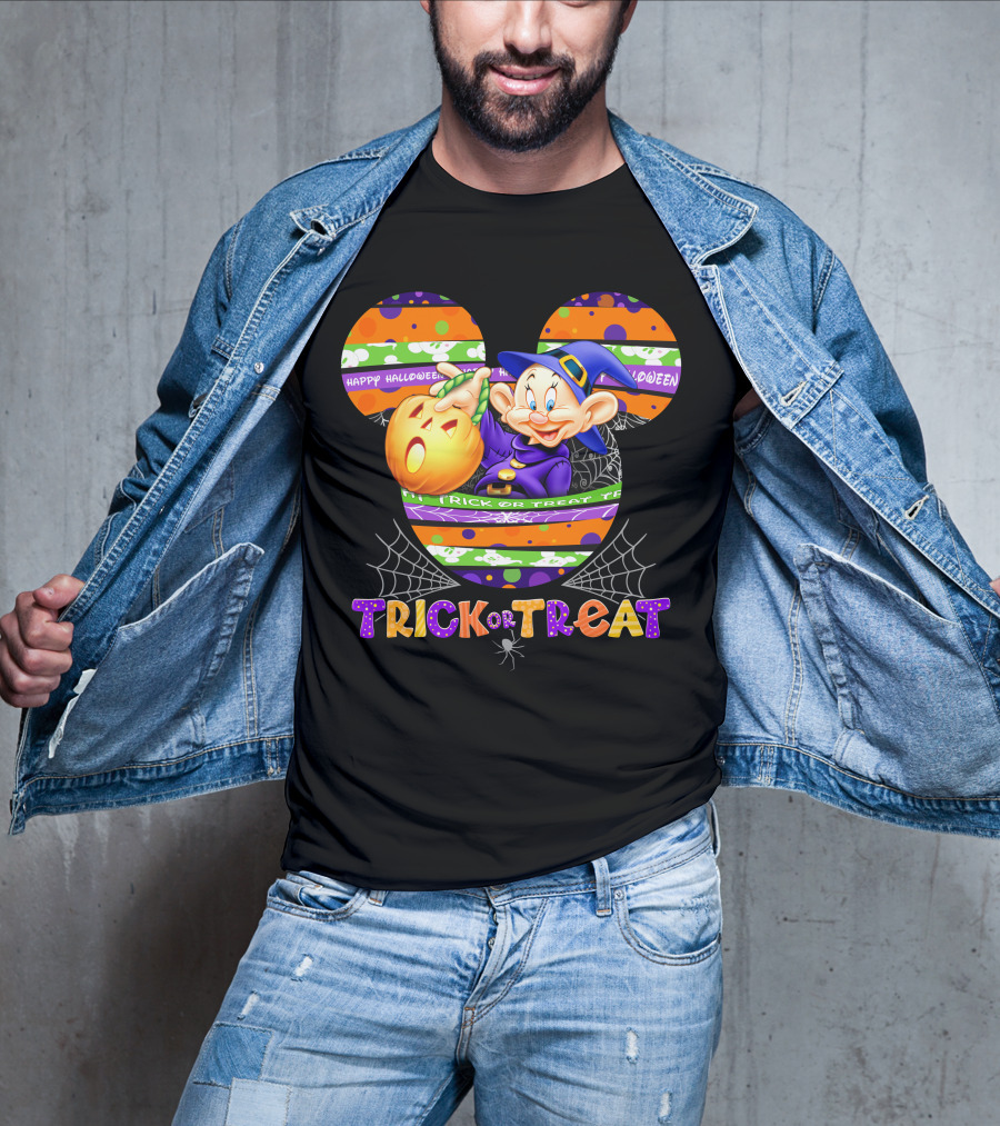 Happy Halloween Mickey Ears Trick Or Treat Dopey Pumpkin T-Shirt