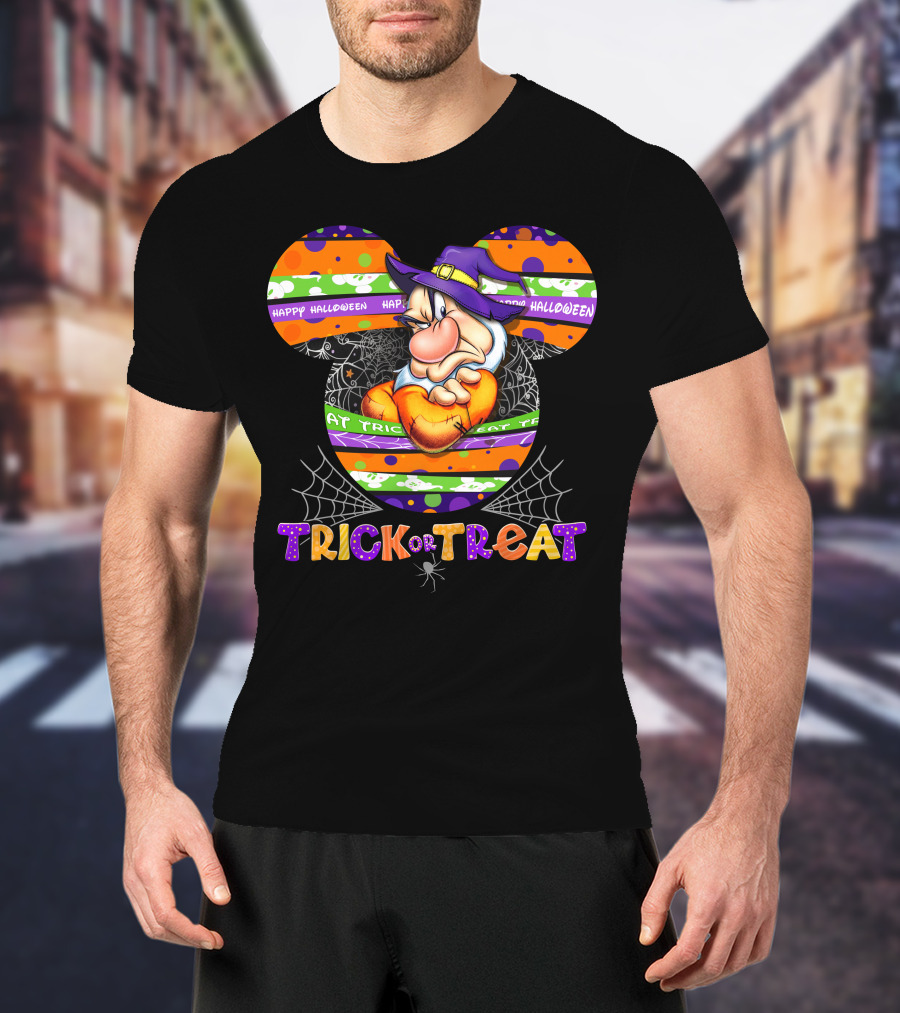 Grumpy-D Happy Halloween Trick Or Treat Mickey Ears Halloween Hat Theme T-Shirt
