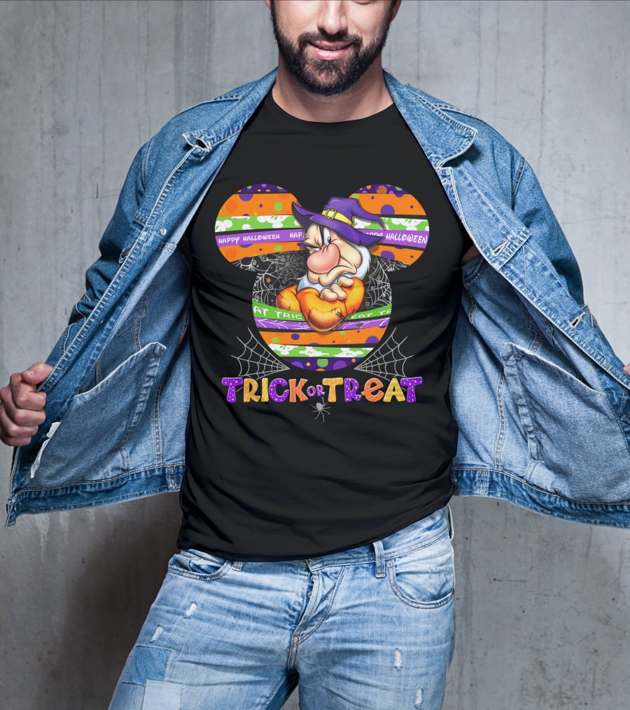 Grumpy-D Happy Halloween Trick Or Treat Mickey Ears Halloween Hat Theme T-Shirt
