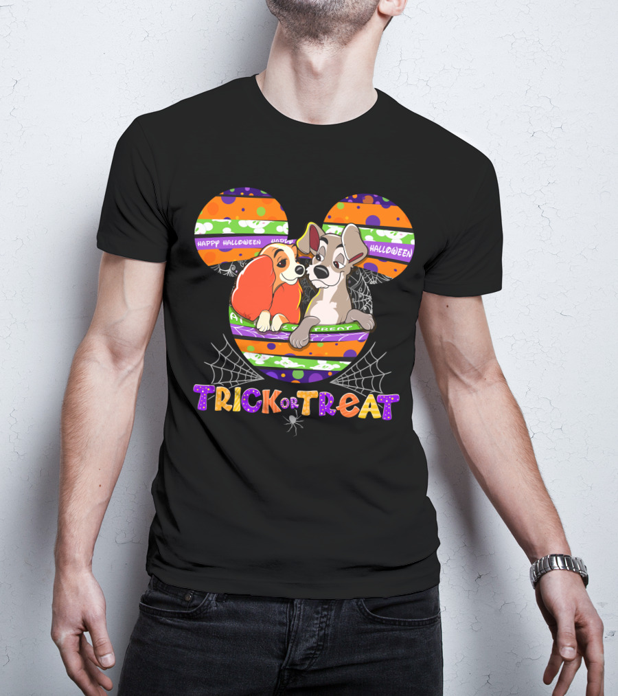Trick Or Treat Lady And The Tramp Happy Halloween T-Shirt