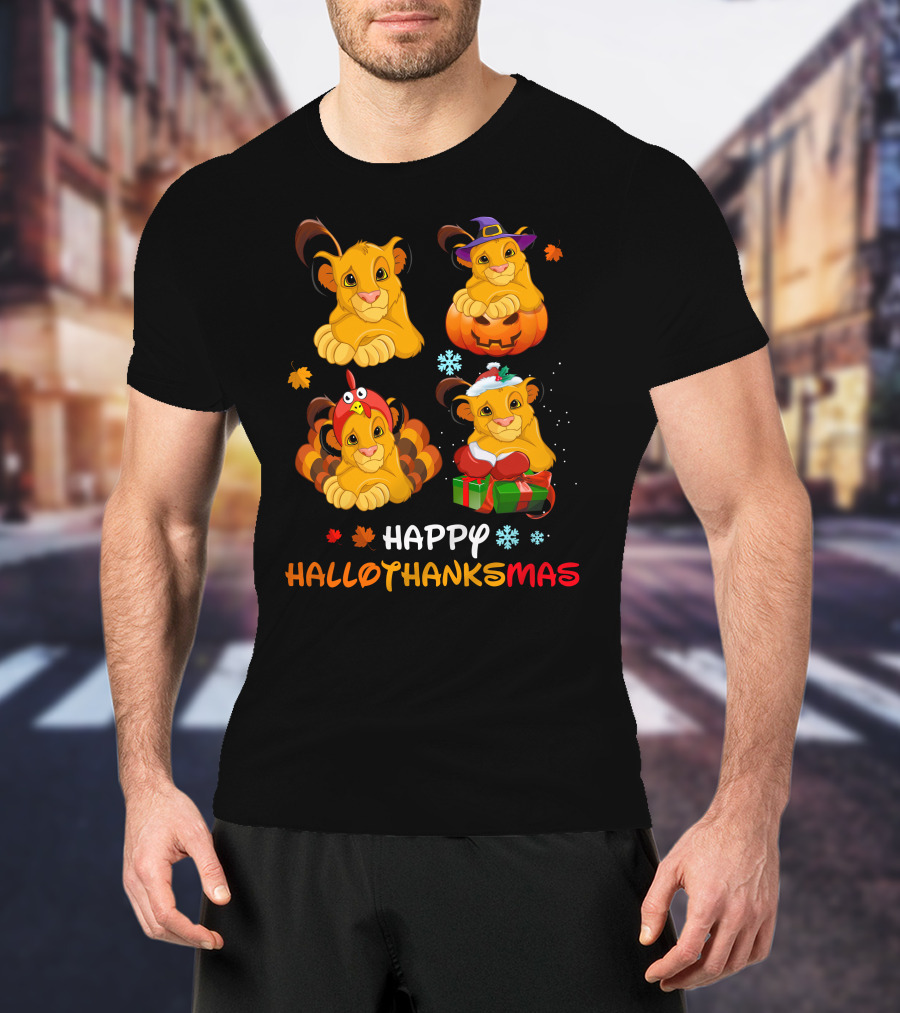 Happy Hallothanksmas Simba Pumpkin Turkey Presents T-Shirt