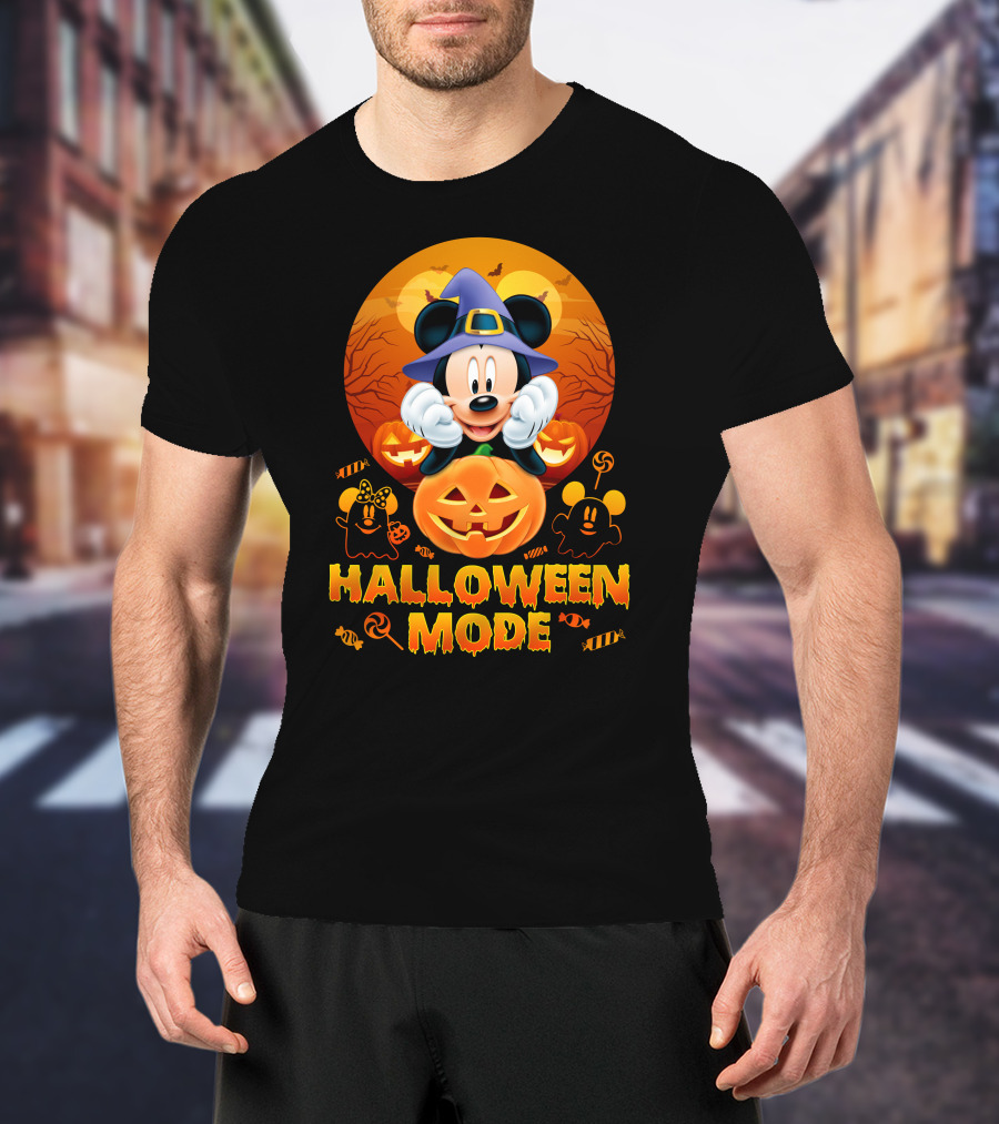 Mickey Halloween Mode Pumpkin Witch Hat Candy Ghosts T-Shirt