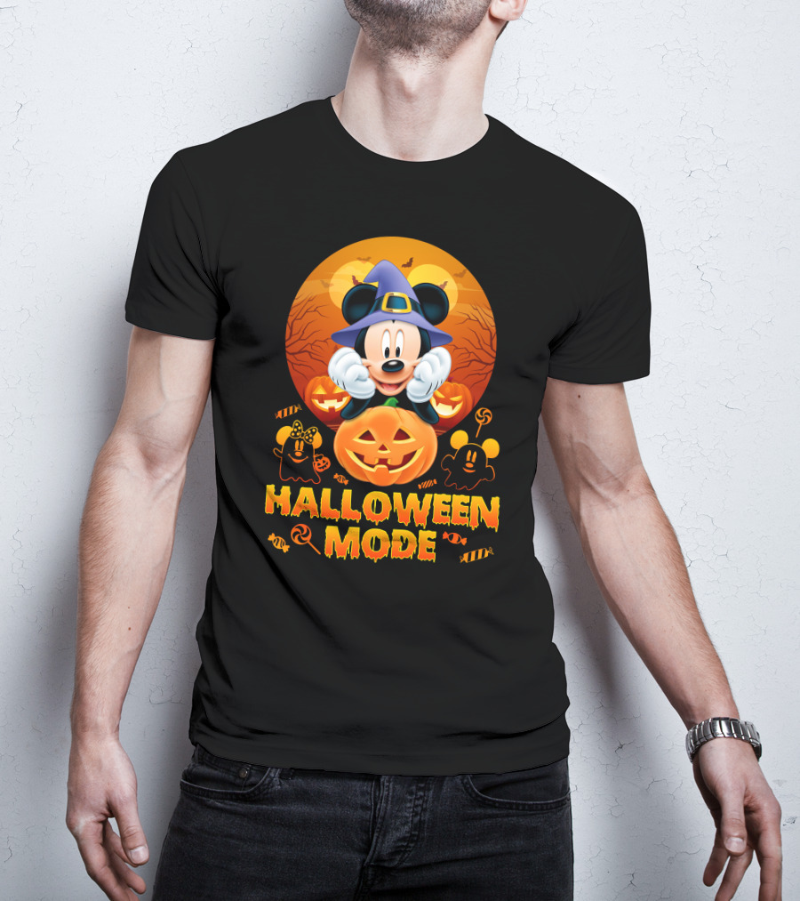 Mickey Halloween Mode Pumpkin Witch Hat Candy Ghosts T-Shirt