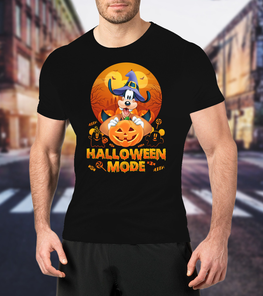 Goofy Halloween Mode Pumpkin Magic Hat Candy Spirits Sunset Bats T-Shirt