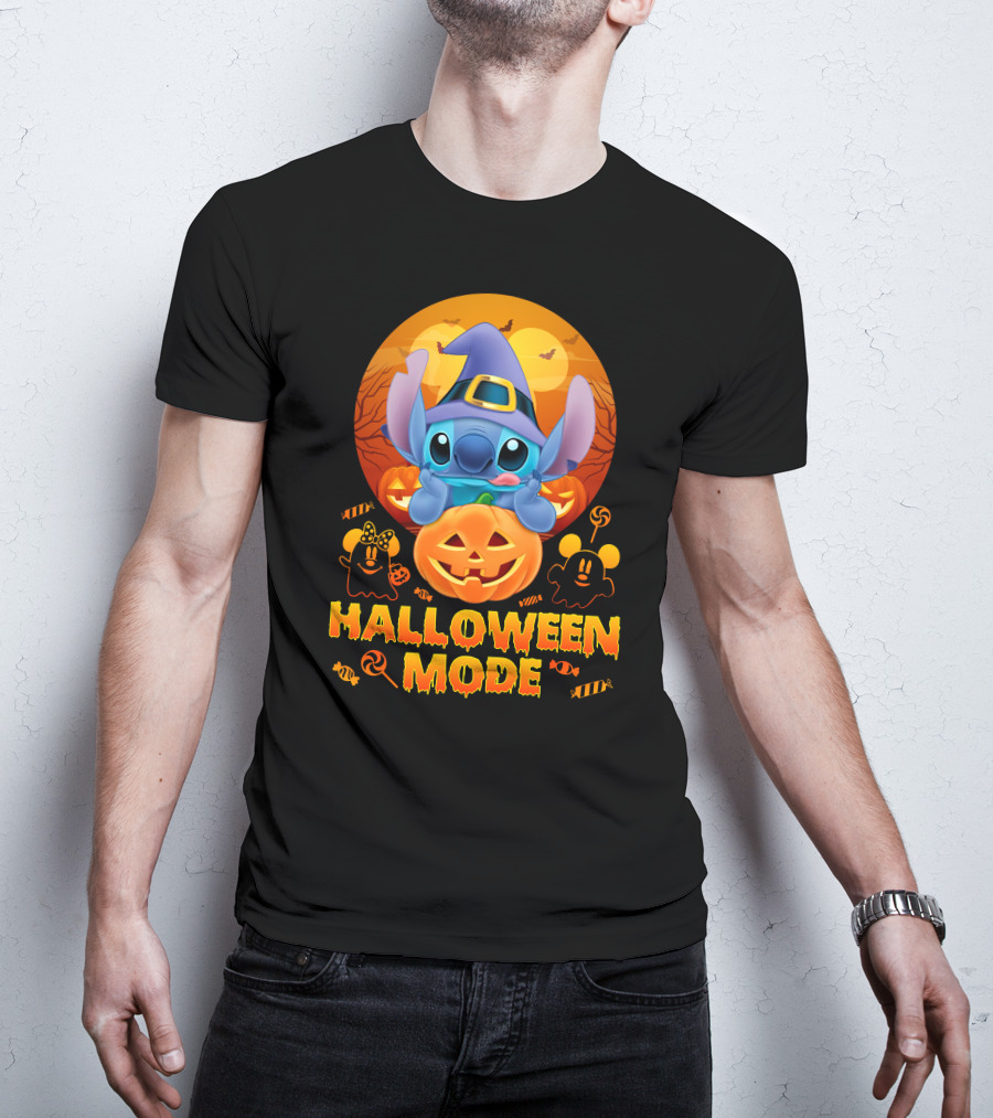 Stitch Halloween Mode Pumpkin Bats Candy T-Shirt