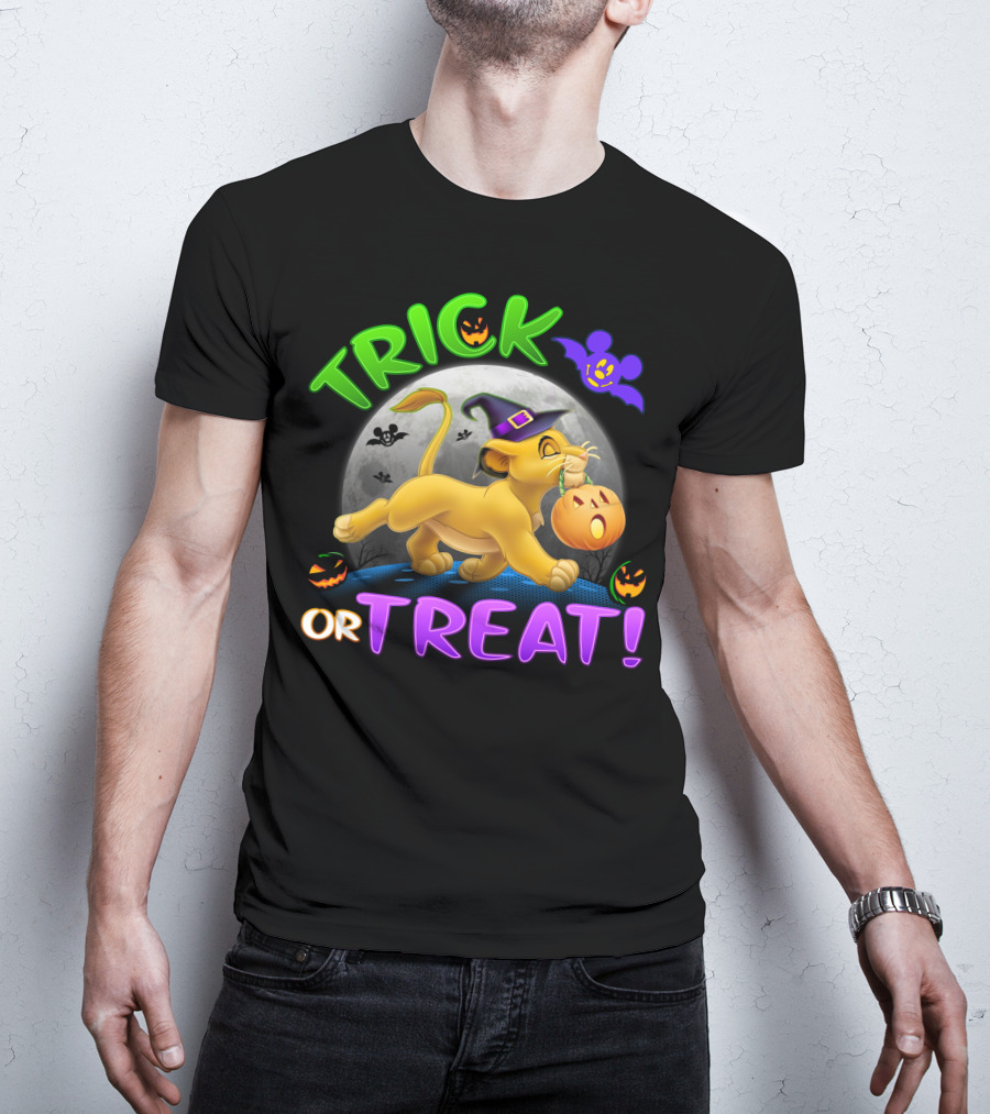Trick Or Treat Simba Halloween Disney Mickey Moon Pumpkin T-Shirt