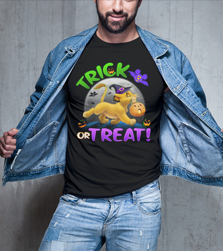 Trick Or Treat Simba Halloween Disney Mickey Moon Pumpkin T-Shirt