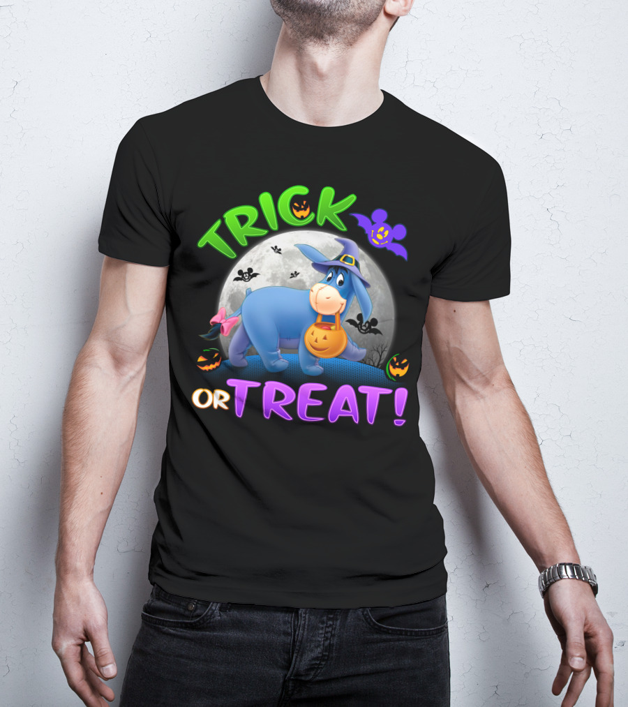 Trick Or Treat Eeyore Halloween Bat Moon Pumpkin T-Shirt