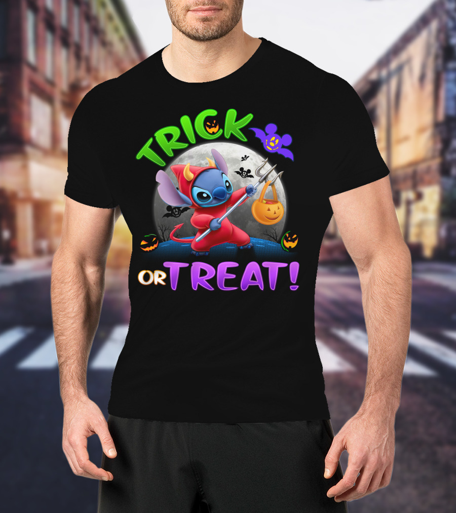 Trick Or Treat Stitch Halloween Bat Pumpkins Moon Costume T-Shirt