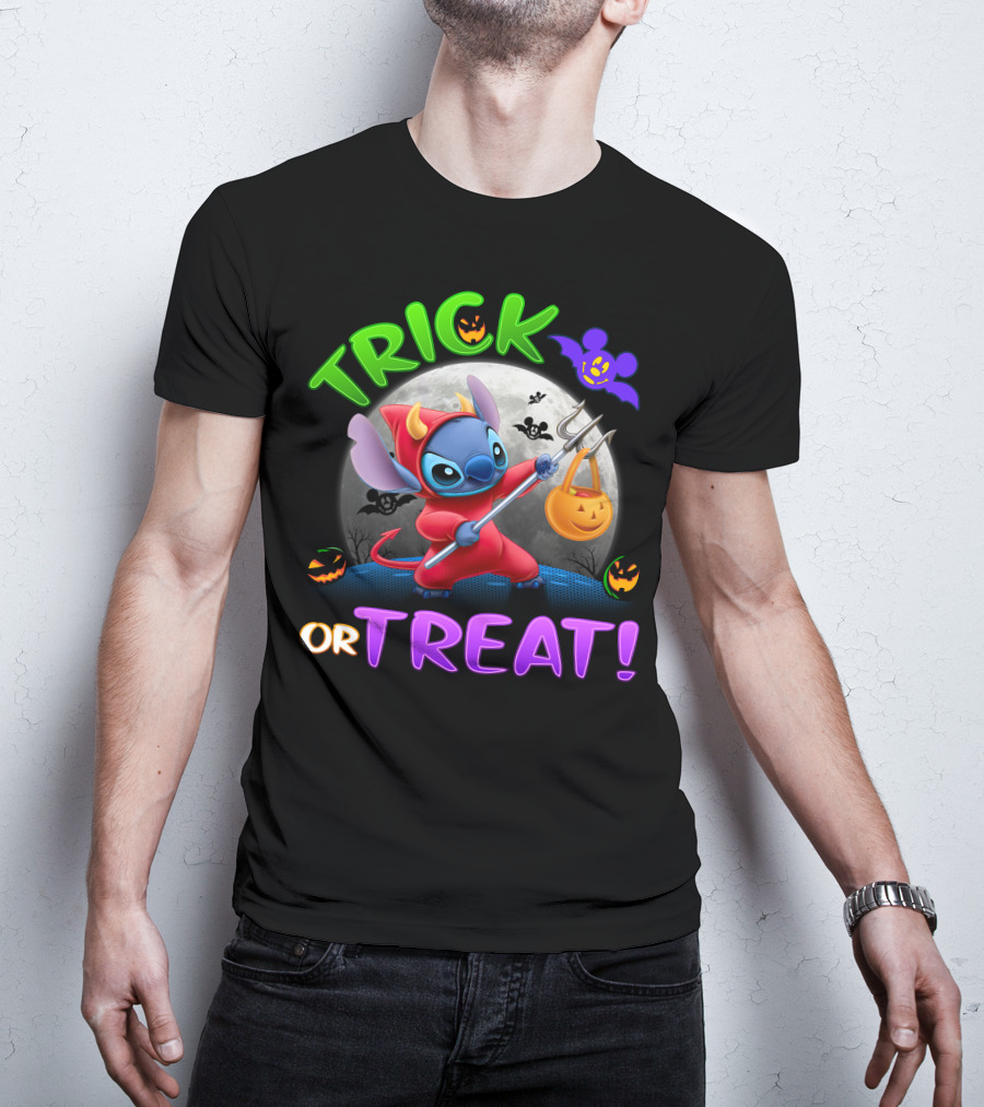 Trick Or Treat Stitch Halloween Bat Pumpkins Moon Costume T-Shirt