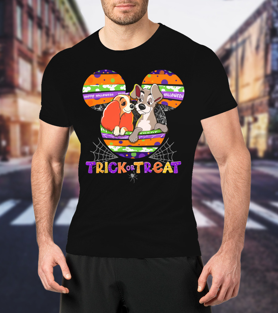 Lady And The Tramp Happy Halloween Trick Or Treat Mickey Ears T-Shirt
